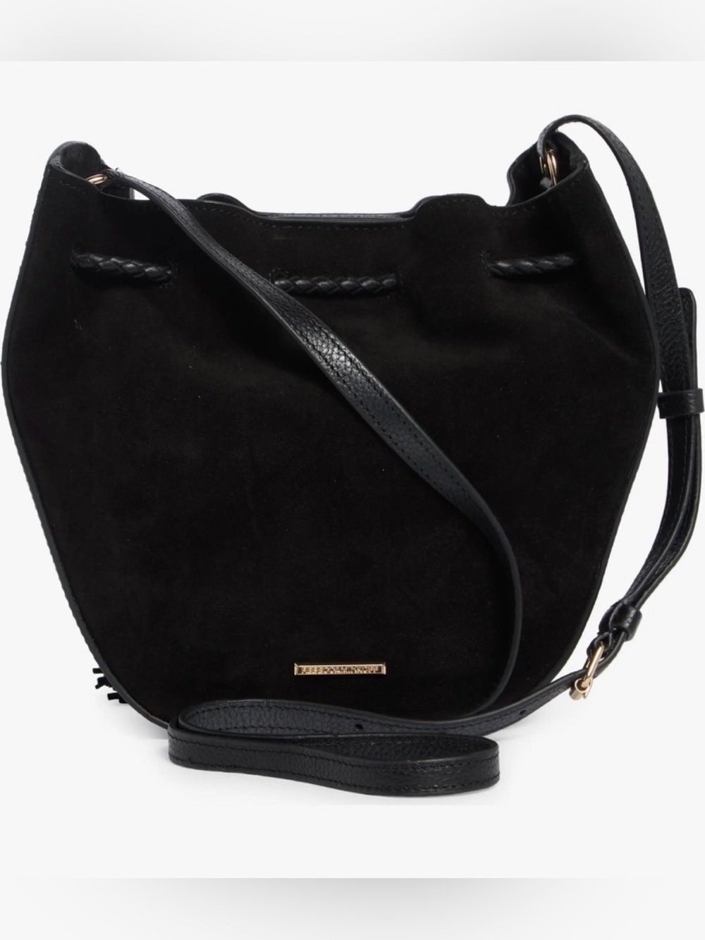 NEW Rebecca Minkoff Lulu Black Suede crossbody Bucket Bag